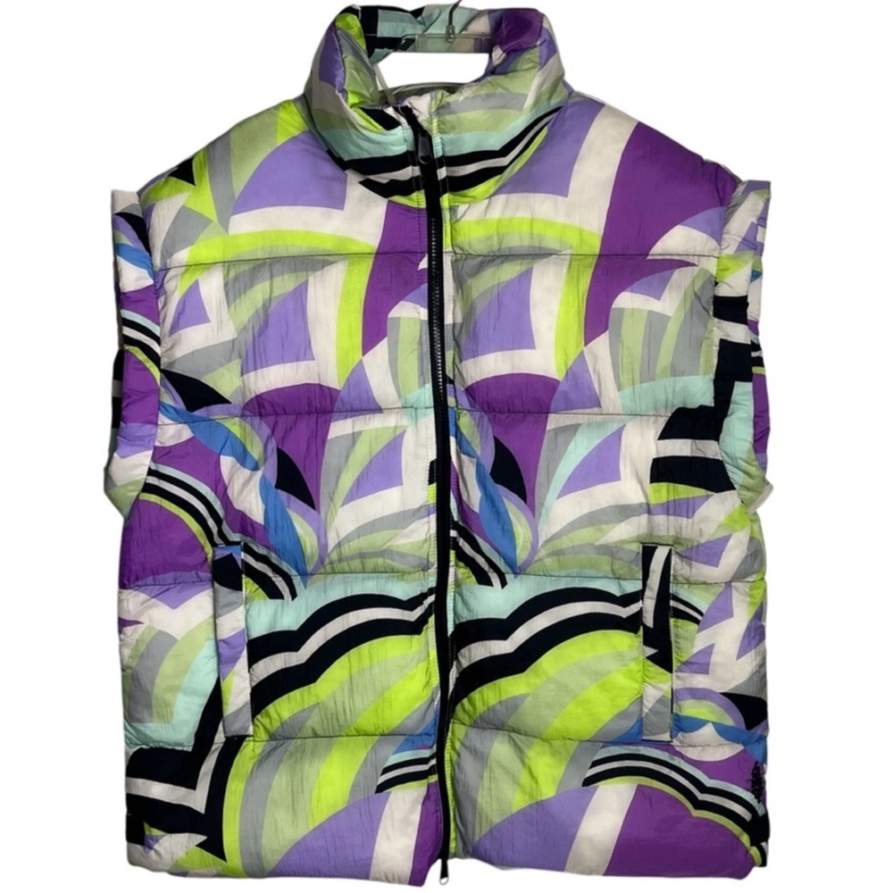 FREE PEOPLE In A Bubble Printed Puffer Purple Vest - Picture 2 of 16